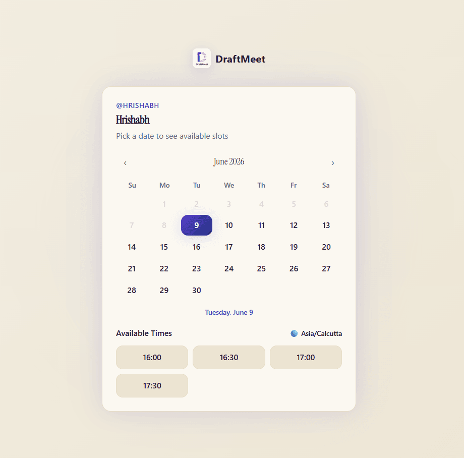 DraftMeet default booking page